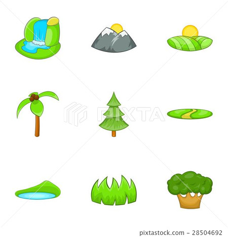 Flora icons set, cartoon style Flora icons set, cartoon style 28504692