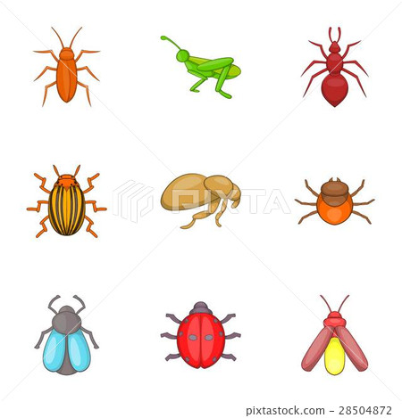 Bugs icons set, cartoon style Bugs icons set, cartoon style 28504872