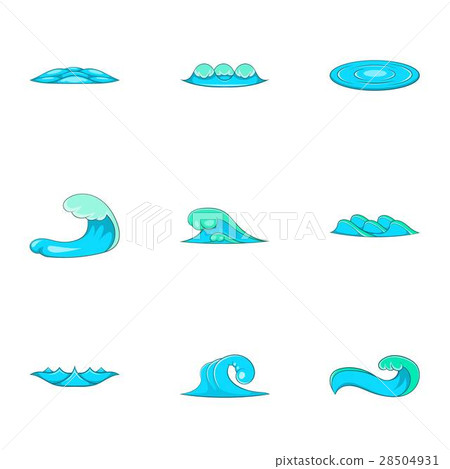 Tide icons set, cartoon style 28504931