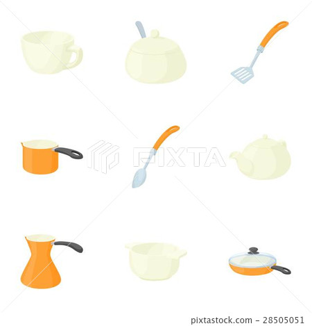 Cooking utensil icons set, cartoon style 28505051