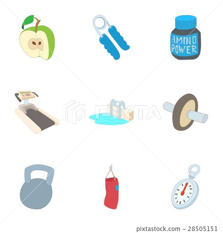 Active sports icons set, cartoon style 28505151