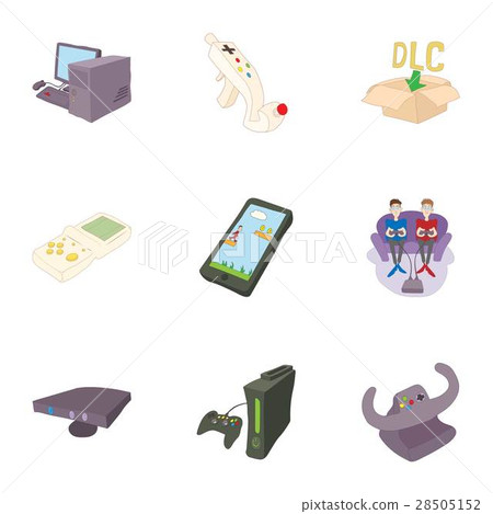 Fantasy games icons set, cartoon style 28505152