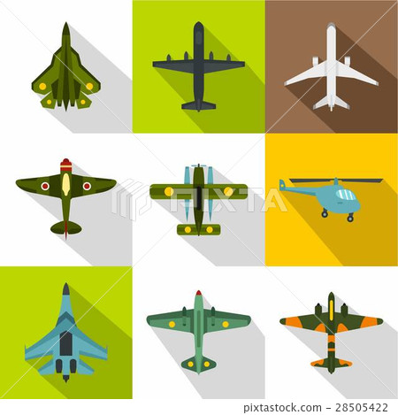 Combat aircraft icons set, flat style Combat aircraft icons set, flat style 28505422