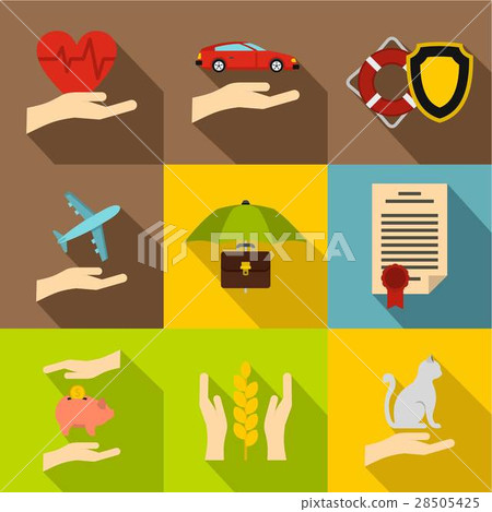 Assurance icons set, flat style Assurance icons set, flat style 28505425