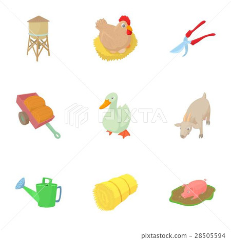 Animal farm icons set, cartoon style Animal farm icons set, cartoon style 28505594