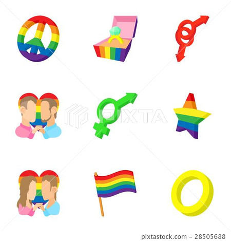 Gays and lesbians icons set, cartoon style Gays and lesbians icons set, cartoon style 28505688