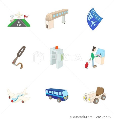 Check at airport icons set, cartoon style Check at airport icons set, cartoon style 28505689