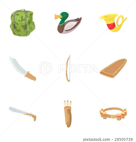 Hunting icons set, cartoon style Hunting icons set, cartoon style 28505739