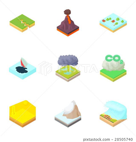 Natural catastrophe icons set, cartoon style 28505740
