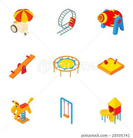 Children rides icons set, cartoon style 28505741