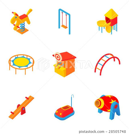 Children entertainment icons set, cartoon style Children entertainment icons set, cartoon style 28505748