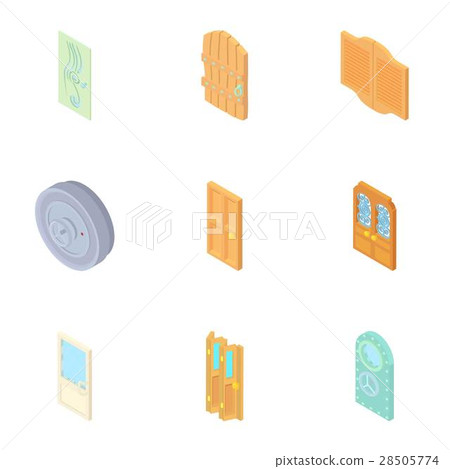 Doorway in house icons set, cartoon style 28505774