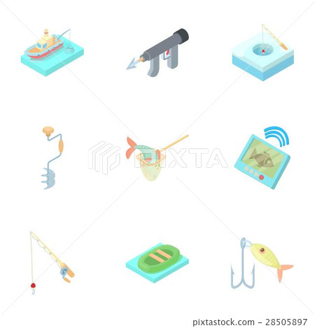 Fish catch icons set, cartoon style - Stock Illustration [28505897] - PIXTA