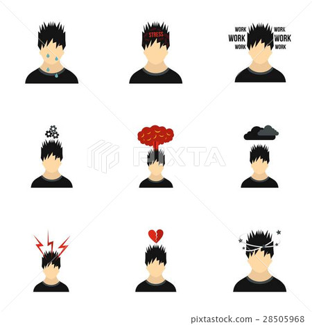 Emotions types icons set, flat style 28505968
