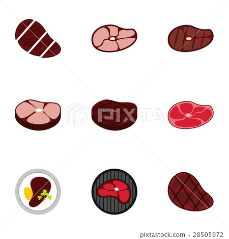 Kind of beef icons set, flat style Kind of beef icons set, flat style 28505972