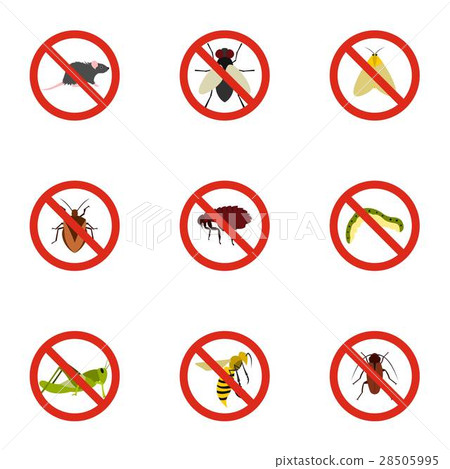 No insects icons set, flat style No insects icons set, flat style 28505995