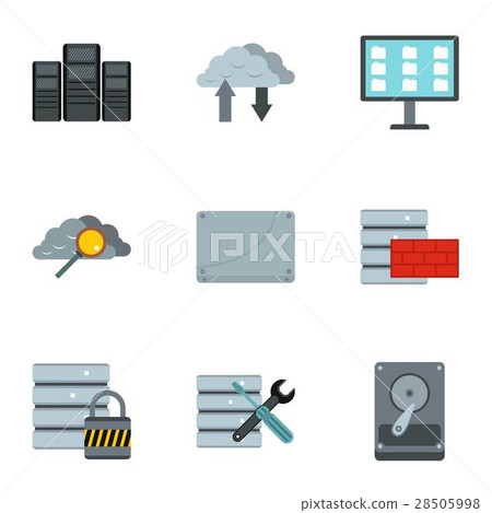 Computer protection icons set, flat style Computer protection icons set, flat style 28505998