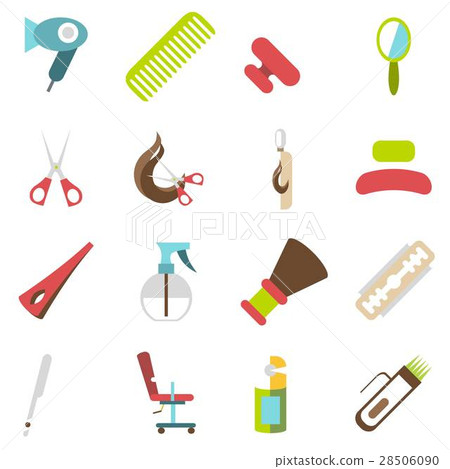 Hairdresser icons set, cartoon style 28506090