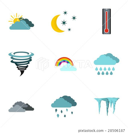 Weather forecast icons set, flat style - Stock Illustration [28506187 ...