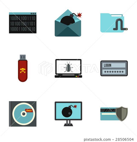 Cracking icons set, flat style Cracking icons set, flat style 28506504