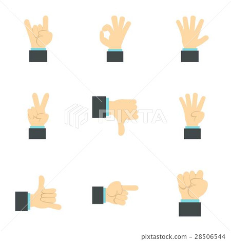Fingers icons set, flat style - Stock Illustration [28506544] - PIXTA