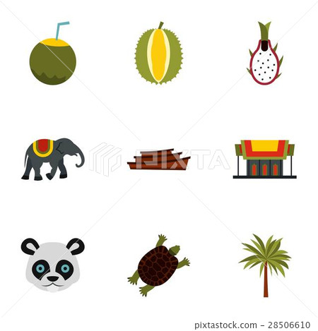Tourism in Thailand icons set, flat style 28506610
