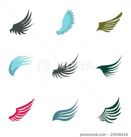 Wings of bird icons set, flat style Wings of bird icons set, flat style 28506836
