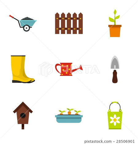 Gardening icons set, flat style - Stock Illustration [28506901] - PIXTA
