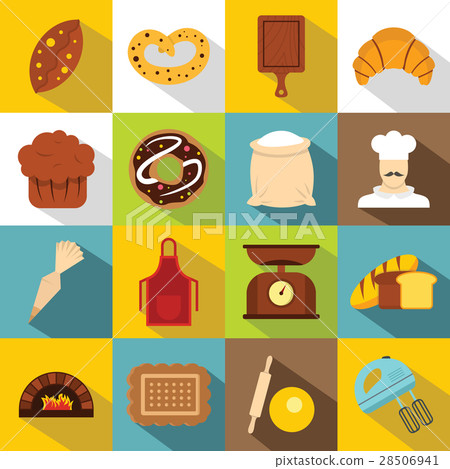 Bakery icons set, flat style - Stock Illustration [28506941] - PIXTA