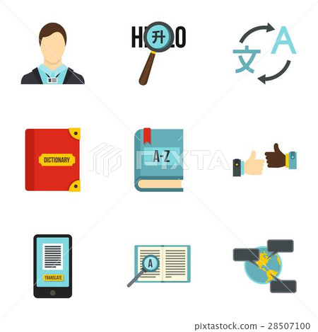 Languages icons set, flat style Languages icons set, flat style 28507100