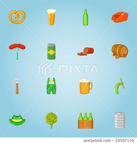 Beer alcohol icons set, cartoon style Beer alcohol icons set, cartoon style 28507110