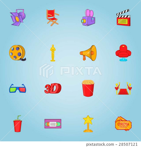 Cinema icons set, cartoon style 28507121