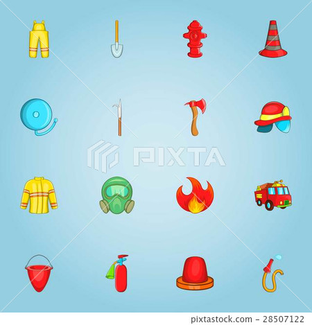 Fire service icons set, cartoon style 28507122