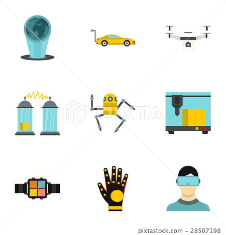 Innovative device icons set, flat style 28507198