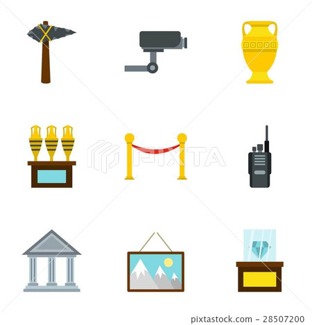 Going to museum icons set, flat style Going to museum icons set, flat style 28507200