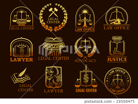 Legal center or lawyer vector juridical gold icons 28508475