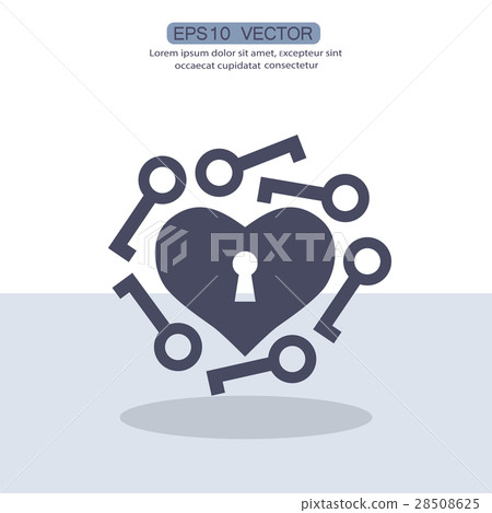 Pictograph of heart with key Pictograph of heart with key 28508625