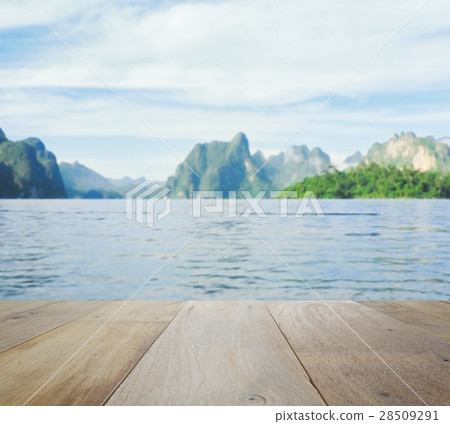 wood table top on beautiful landscape and mountain wood table top on beautiful landscape and mountain 28509291