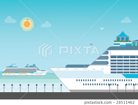 Cruise ship anchored at sea port. Cruise ship anchored at sea port. 28511462