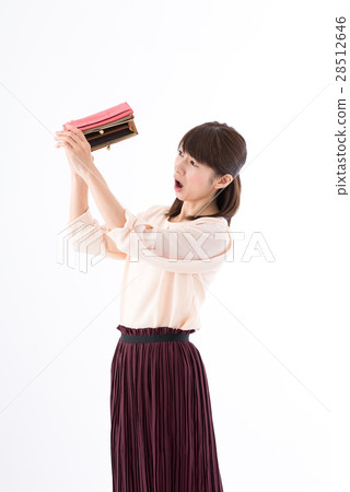 Young lady, wallet, empty, troubled 28512646