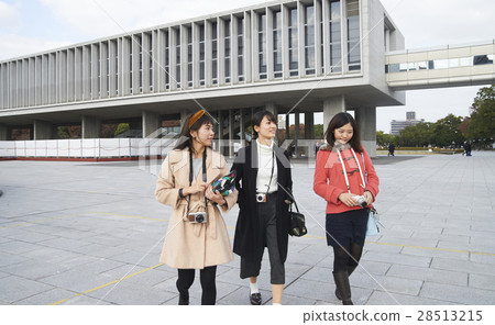 Tourist women Hiroshima Peace Memorial Park Tourist women Hiroshima Peace Memorial Park 28513215