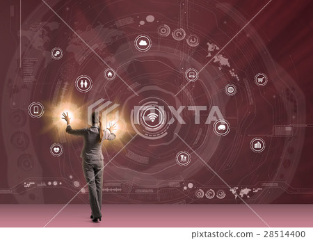 Female and futuristic interface Female and futuristic interface 28514400