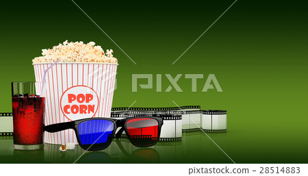 Popcorn and fast food drink. 3Drendering 28514883
