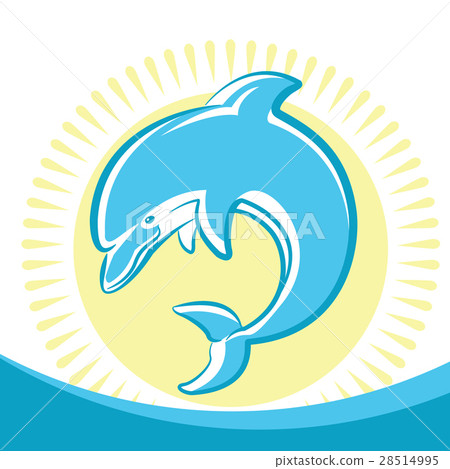 Dolphin jumping in water waves. 28514995