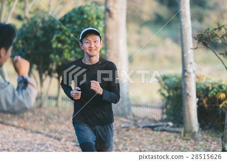 jogging, middle and old aged, male 28515626