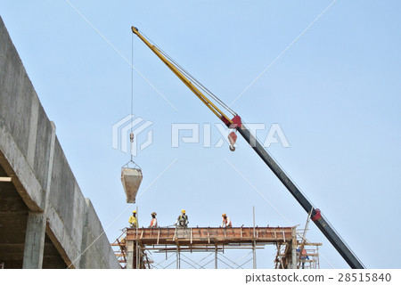 Concrete lifted using the steel bucket. Concrete lifted using the steel bucket. 28515840