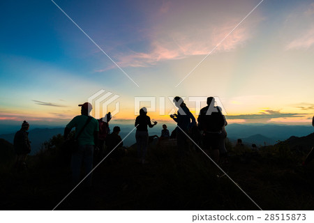 Hiker tourist travelling on the top of mountain Hiker tourist travelling on the top of mountain 28515873
