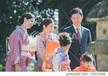 festival day for children of three, five and seven years of age, shrine visit, family 28515966