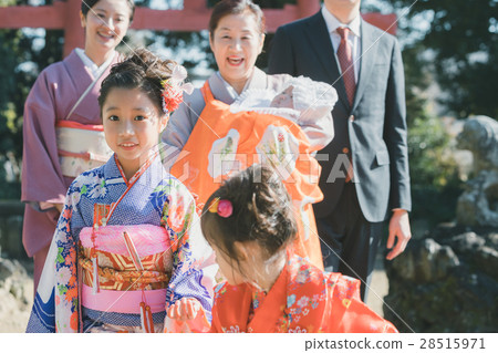festival day for children of three, five and seven years of age, shrine visit, family 28515971