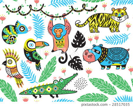 Seamless pattern with tropical animals Seamless pattern with tropical animals 28517035
